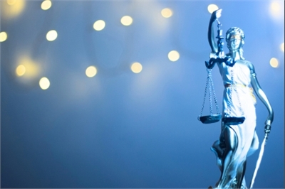 Stature of Justice with lights Stature of Justice with lights